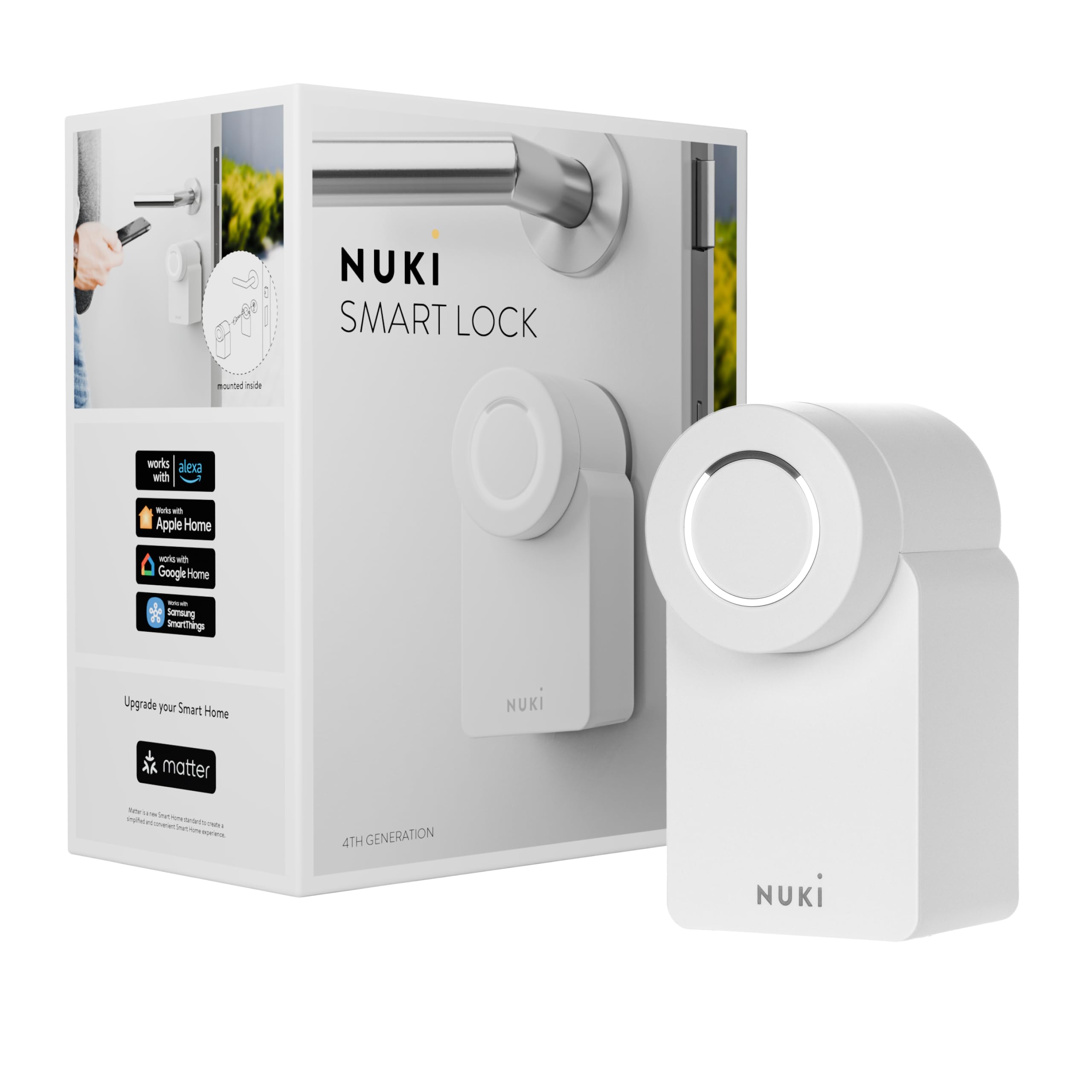 Nuki Smart Lock 3.0 for Euro Profile Cylinder, Smart Door Lock for Keyless Access With No Screwing or Drilling Required, Retrofittable Electronic Door Lock, White