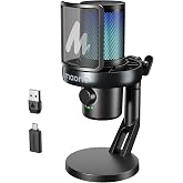 MAONO DM40 Pro Wireless USB Gaming Microphone for PC, 10 AI Voice Changer | Computer Condenser Mic with Noise Cancellation, Mute, RGB, Gain, EQ, Headphone Monitor, 75H for Stream Record Podcast ASMR