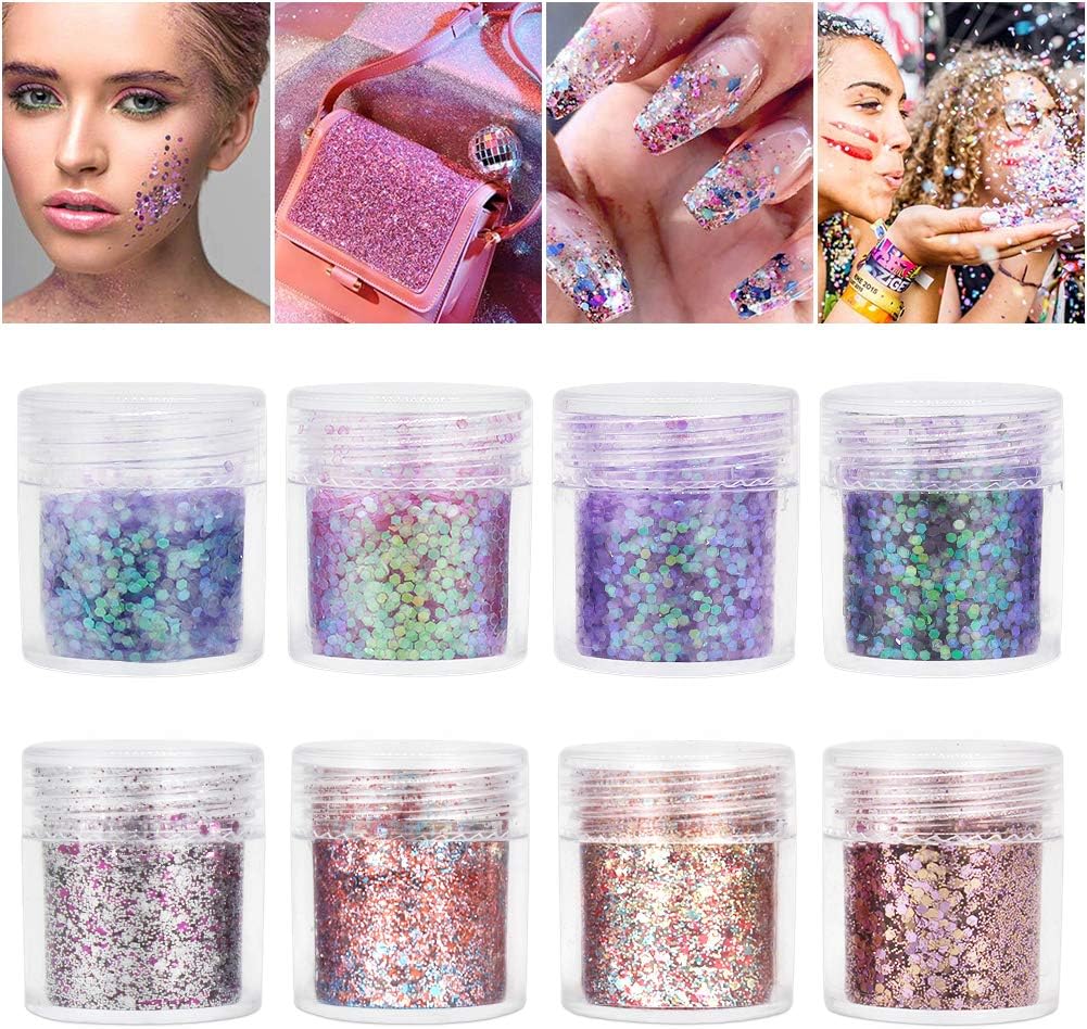 BuguCat 10 Colors Eyeliner Glitter Set, Eye Makeup Glitter Liquid Pigment Sparkling Eyeshadow Waterproof Metallic Brush Cosmetic Shimmer for Party, Cosplay, Masquerade with Eyeliner Stamp
