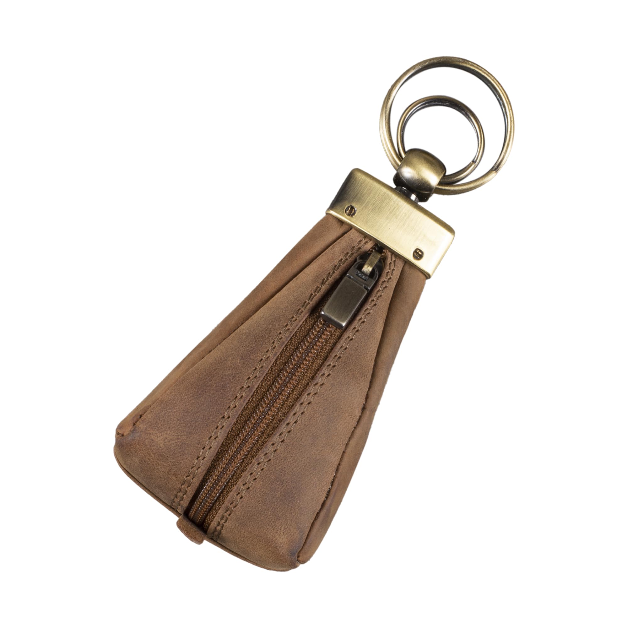 STILORD "Enno" Small Leather Key Pouch Vintage Key Holder for Men Key Case Mini Purse with Key Ring Slim Wallet Coin Pouch in Genuine Leather Colour:Middle Brown