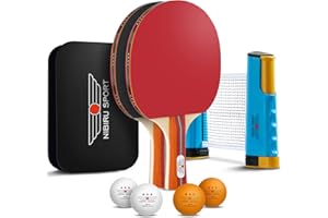 NIBIRU SPORT Ping Pong Paddles Set - Professional Table Tennis Rackets and Balls, Retractable Net with Posts and Storage Case - Pingpong Paddle and Game Table Accessories
