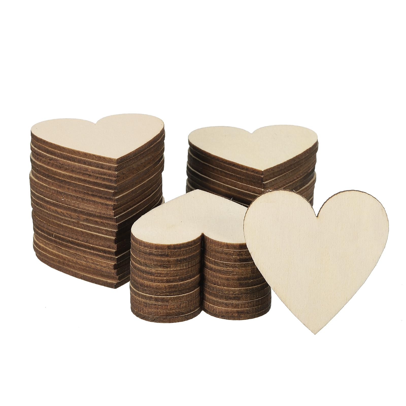 PATIKIL 50mm Wooden Hearts, 50 Pack Unfinished Wood Hearts Blank Wooden Cutouts Ornaments Natural Wood Pieces for Christmas Party Craft Projects