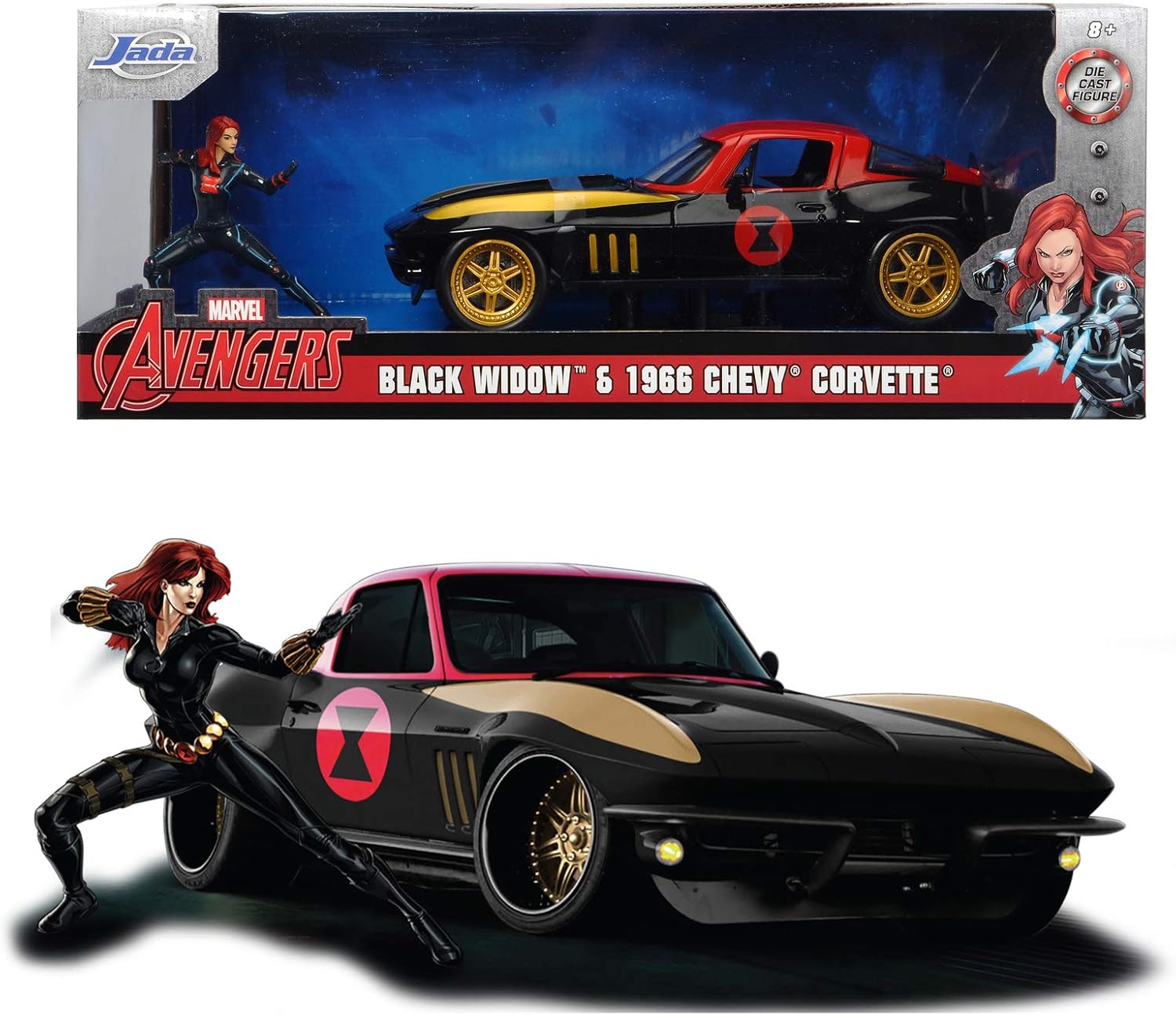 Hollywood Rides - Marvel Black Widow 1966 Chevy 1:24, Multicolor, Small (1:24 scale) - Image 5