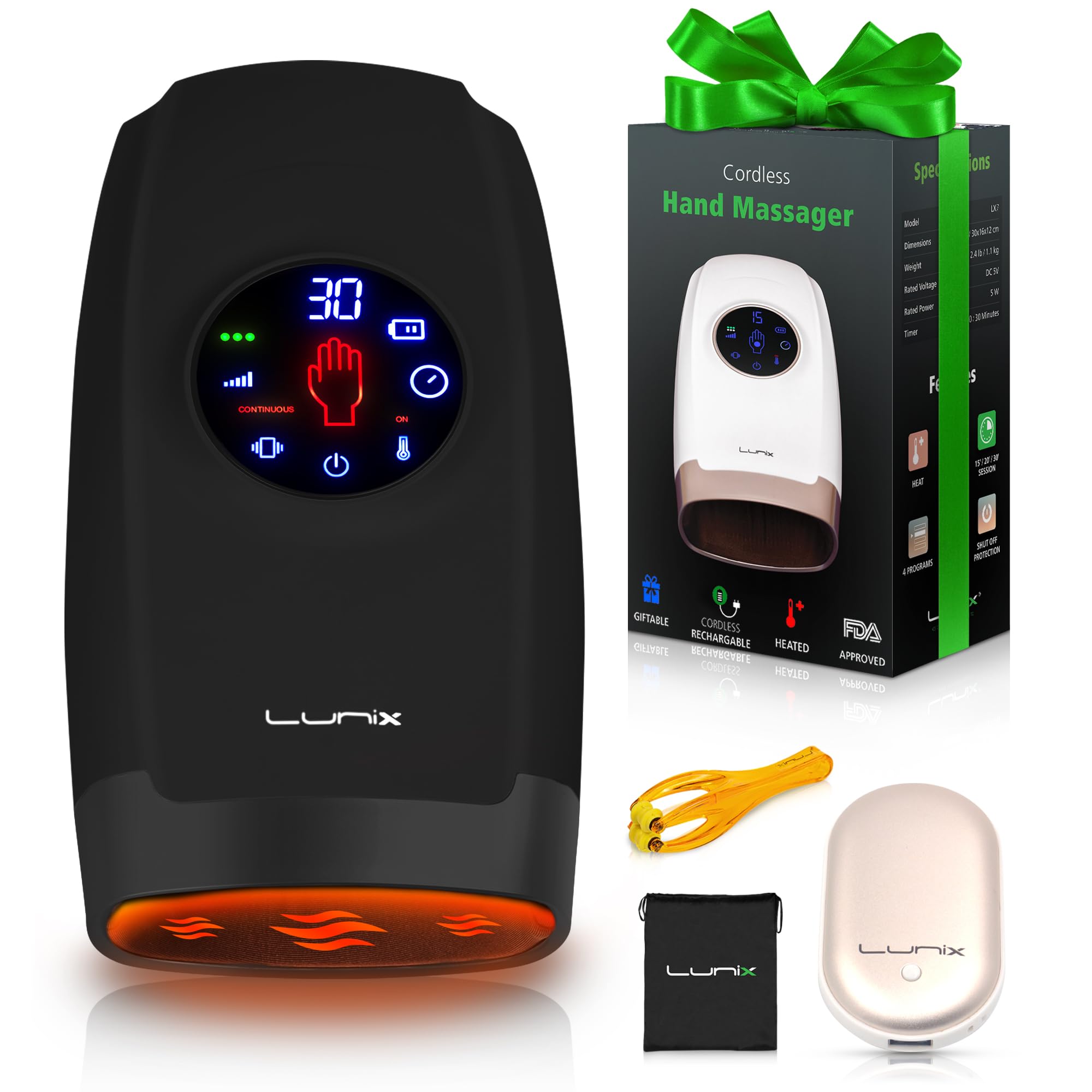 Photo 1 of Lunix LX7 Touchscreen Electric Hand Massager with Compression, Pressure Point Therapy for Arthritis, Pain Relief and Carpal Tunnel, Shiatsu Massage Machine with Heat, with Hand Warmer, Black