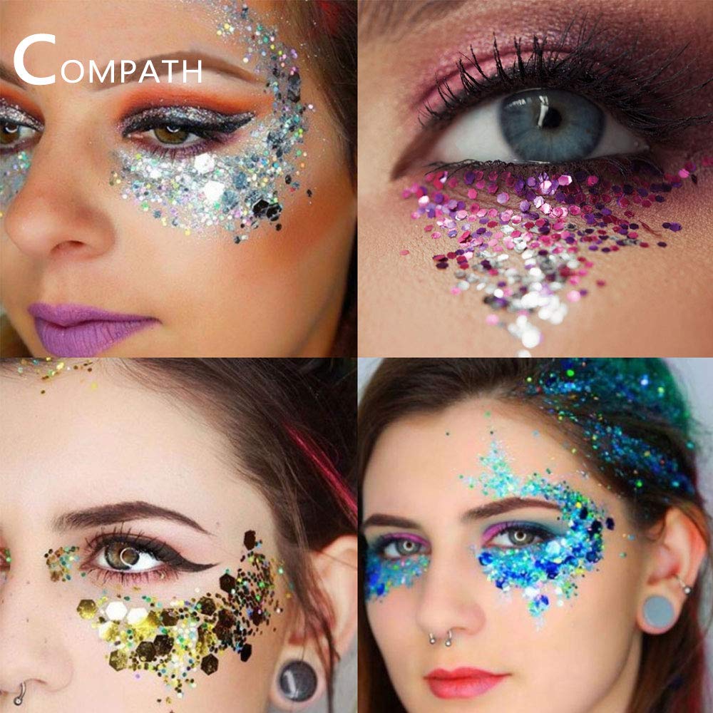 Face Gems, COMPATH Crystal Body Glitter Face Stickers Festival Makeup