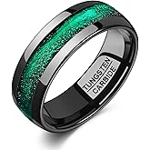 TUNGSTORY Mens Tungsten Wedding Bands 8mm Flowing Sand Inlay Mens Rings Wedding Rings Comfort Fit Jewelry Gift for Him Size 7-12