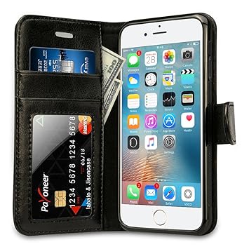 Labato Handytasche iPhone 6 6s Schutzhülle aus Echt Leder Bookstyle Tasche für i Phone 6 6s Zubehör schwarze Case Lbt-I6S-07Z