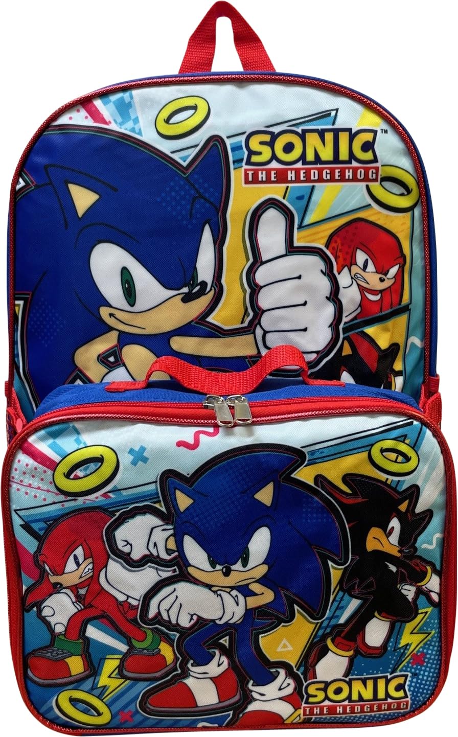 Photo 1 of **LUNCH BAG ISNT ATTACKED ON ONE SIDE***Ruz Sonic The Hedgehog 16 Inch Backpack With Detachable Matching Lunch Box (Sonic II)