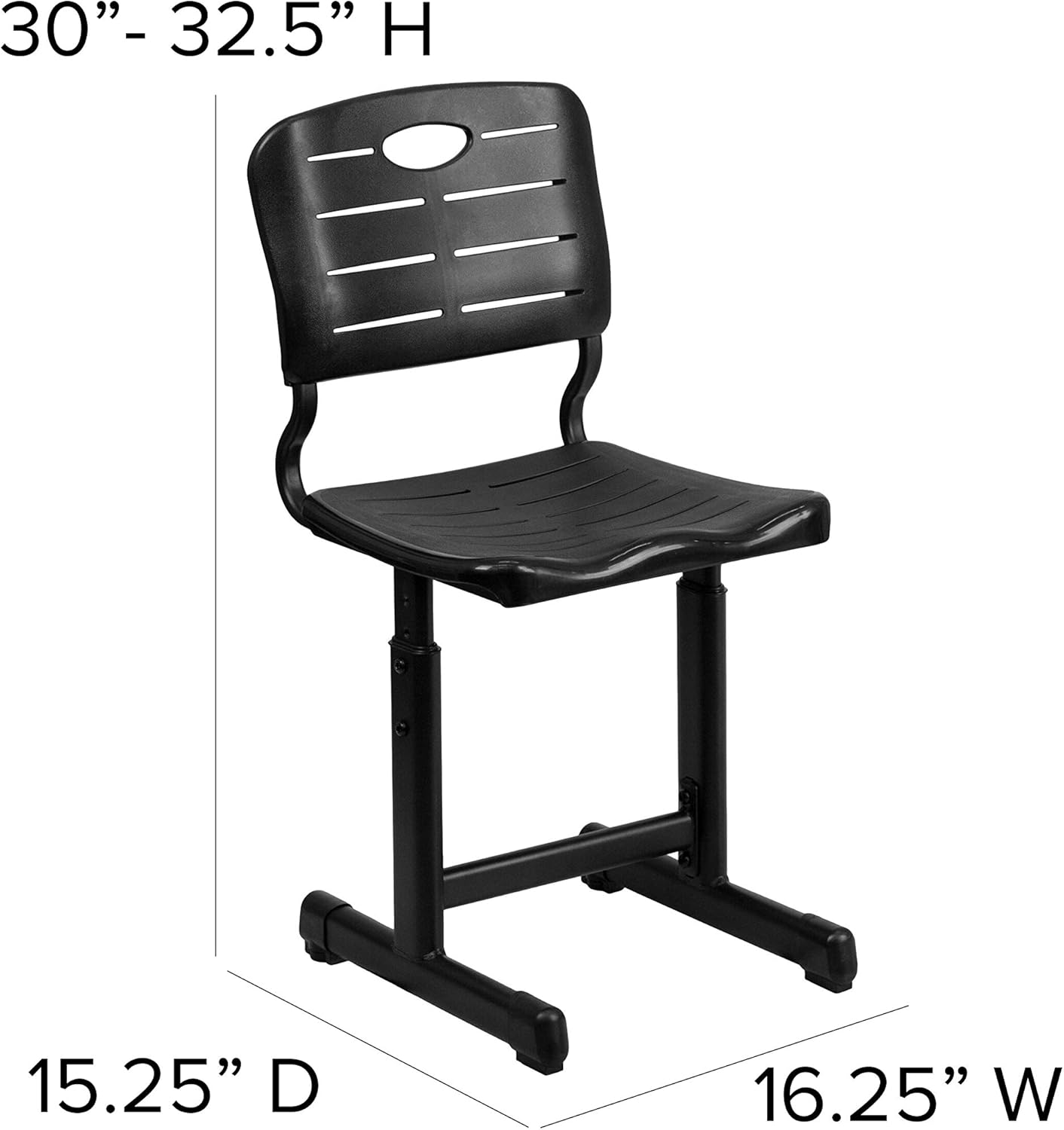 Flash Furniture Adjustable Height Black Student Chair with Black Pedestal Frame: Furniture & Decor