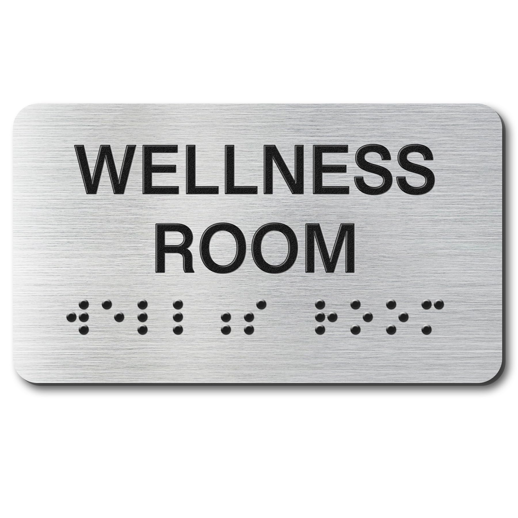 Photo 1 of Wellness Room Signs with Raised Text & Grade 2 Braille, Brushed Aluminum/Silver Finish Easy Install with Double-Sided Tape, ADA Compliant Wellness Room Door Sign for Businesses & Offices