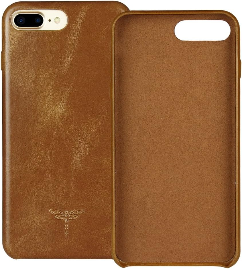 iPhone 7 Plus Case iPhone 8 Plus Case FRIFUN Genuine Leather Hard Back Case Thin Fit Snap Case Excellent Grip for iPhone 7 Plus/8 Plus 5.5 inch(Brown)