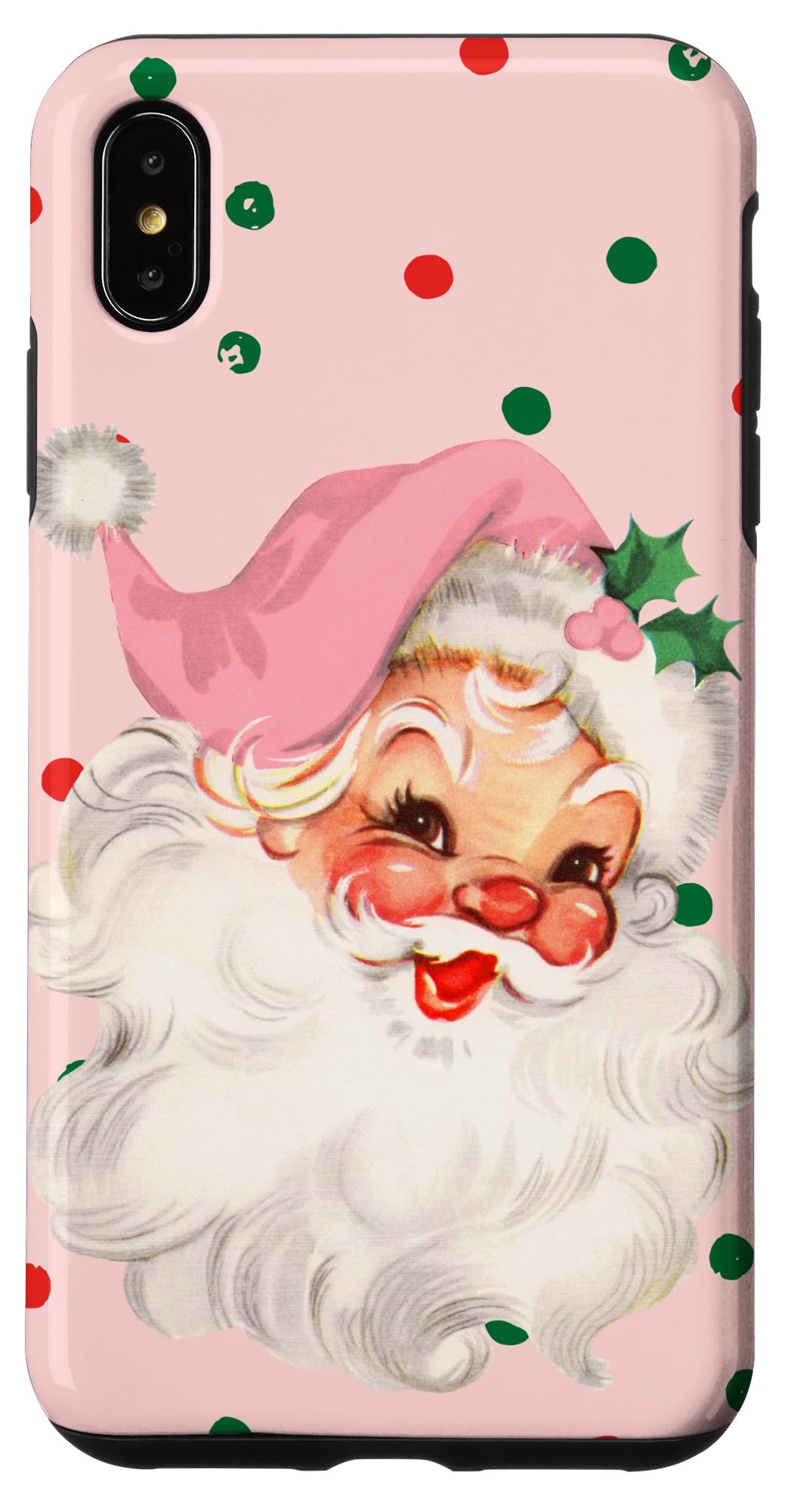 iPhone XS Max Santa Claus Pastel Pink Christmas Face Xmas Vintage Phone Case