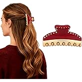 LOVIME Premium Hair Clips for Women, 3 Inch Medium Claw Clips for Thick Thin Hair Women, Non-Slip French Red Hair Clip for Teen Girls, Hair Accessories for Girls, Valentine's Day Gift for Her