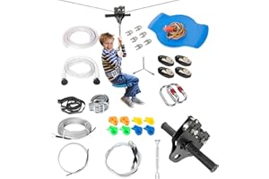 nice-won Zip Line for Kids and Adults Outdoor Up to 350Lbs 150FT with Stainless Steel Zipline Spring Brake, Safety Harness and Steel Trolley Ziplines Kits for Backyards