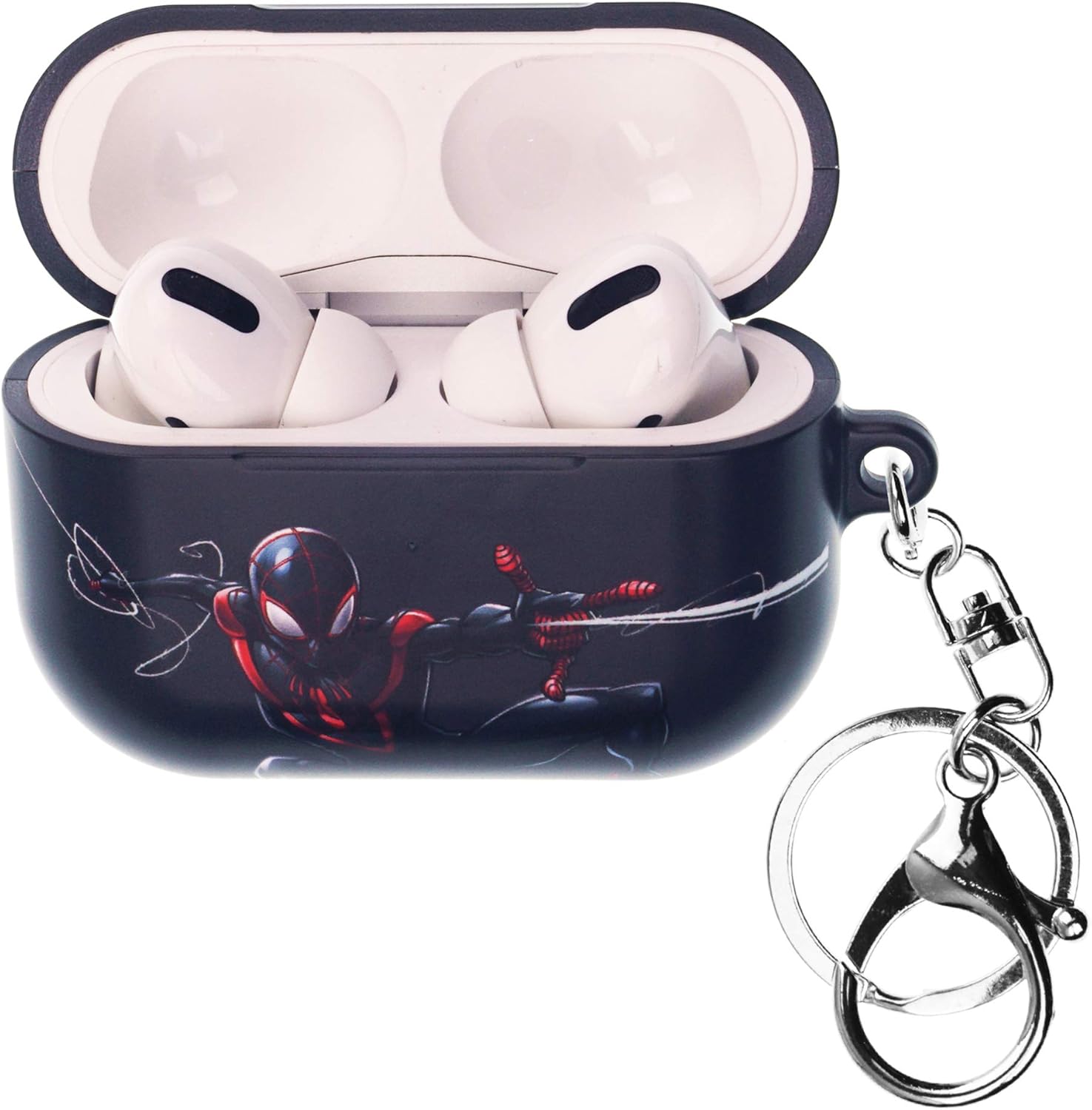 Amazon Com Spider Man Airpods Pro Case With Key Ring Keychain Key Holder Hard Pc Shell Strap Hole Cover Compatible With Apple Airpods Pro Black Spider Man Web Home Audio Theater