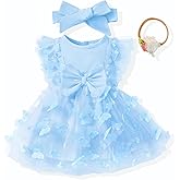 Renotemy Baby Girl Flower Dress Summer, Tutu Tulle Boho Princess Wedding Birthday Party Dresses for Infant Girls 0-18 Months