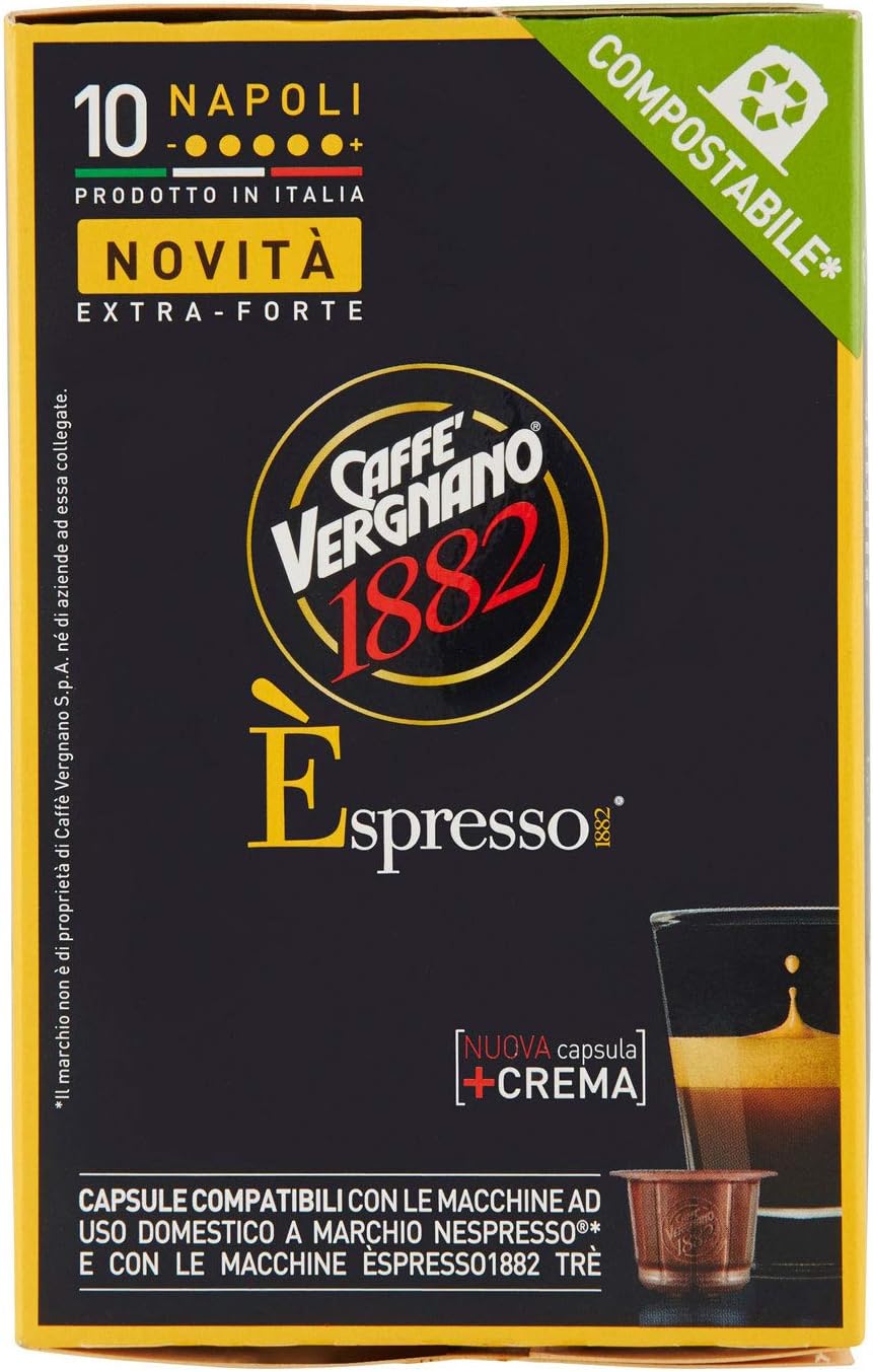 10 Capsule Caffe Vergnano Espresso Napoli Compostabile Compatibili
