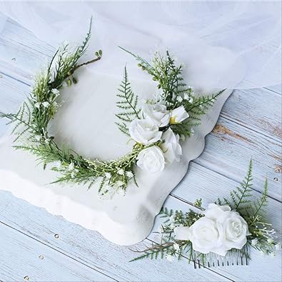 Taintianxs Verdure Fleur Blanche Peigne à Cheveux Mariée Et