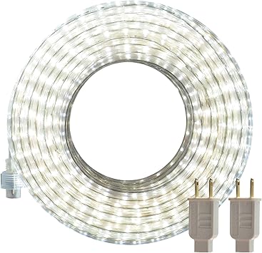 led rope lights outdoor surnie white 50ft waterproof flexible strip lights kit 110v connectable cuttable 6000k indoor tape lighting ul certified