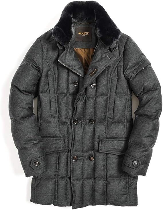 Amazon ムーレー Morris L ダウン コート ミディアム丈 ダブルブレスト 立襟リアルファー付き 秋冬 メンズ ウール カシミヤ イタリア ブランド 並行輸入品 コート ジャケット 通販
