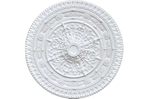 ARCHITECTURAL ACCENTS CEILING MEDALLIONS, TILES & MOULDING AFD Home Classic White Round Chandelier Ceiling Medallion and Fan Medallion, 37 Inches