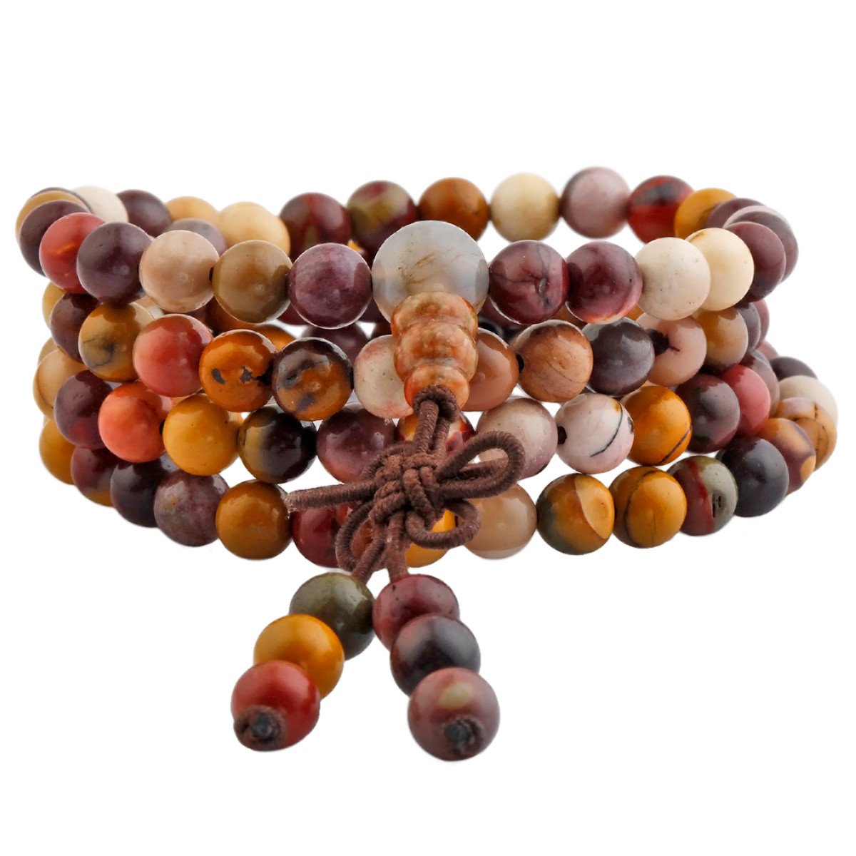 Shanxing 6mm Mookaite Crystal 108 Prayer Beads Mala Wrap Bracelet for Men Women, Worry Beads Healing Crystal Mookaite Bracelet Tibetan Buddhist Jewellery Gift Buddha Reiki Meditation Stone Necklace