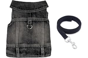 JcDuDoi Dog Jean Jacket Pet Black Denim Coat for Puppy Small Dogs T-Shirt Fashion Classic Overalls Girl Male Boy Cat Costumes Vintage Machine Washable Vest Clothes Outfit Shirts（Black，Large）