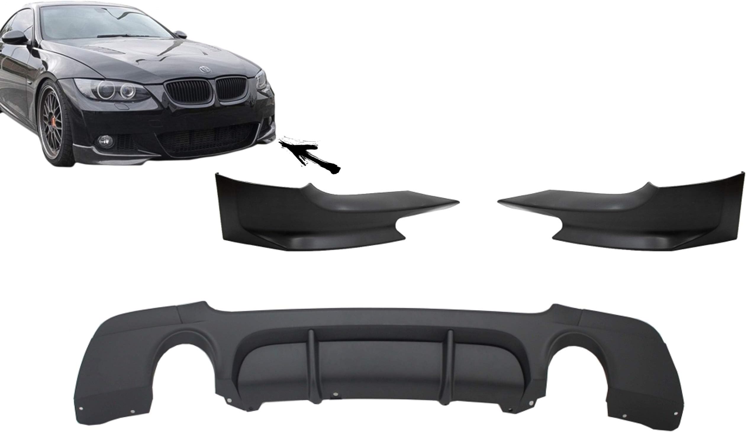 KITT CORDBME92MPDSOFLS Rear Bumper Diffuser with Splitters 2006-2010 Twin Single Outlet