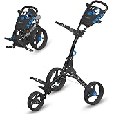 SereneLife 3-Wheel Golf Push Cart, Quick-Fold, Adjustable Handle | Smooth-Rolling 3-Wheel Design Handles Hills, Rough Grass &amp; Uneven Ground With Ease