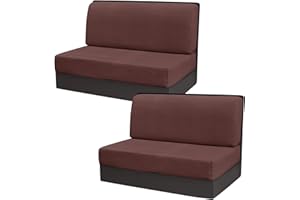Gollense RV Dinette Cushion Covers, Stretch Camper Dinette Cushion Covers, Sectional Replacement RV Seat Covers for Travel Trailer Couch - Includes 2 Backrest Cover & 2 Bench Cover (T-Coffee)