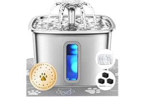 Veken Innovation Award Winner Stainless Steel Cat Water Fountain, 108oz/3.2L Automatic Pet Fountain Dog Water Dispenser with 