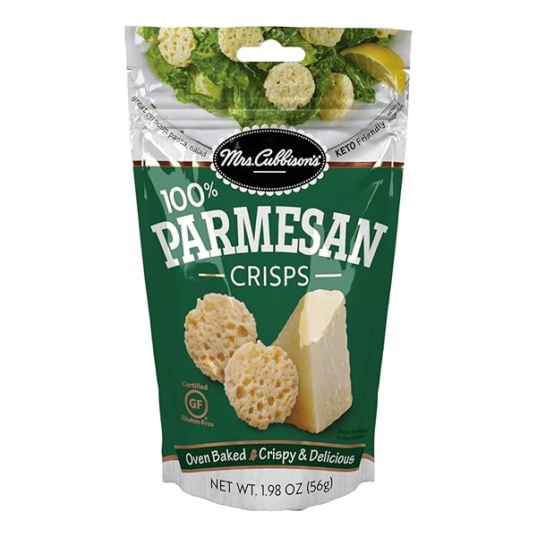 MRS. CUBBISON’S FLAVOR 100 REAL KETO FRIENDLY GREAT FOR SNACKING AND SALAD TOPPER, PARMESAN CHEESE CRISPS, 1.98 OUNCE