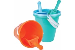 MADZEE Large 8 Inch Beach Sand Pails and Shovels - Includes 3 Sand Shovels and 3 Pail Buckets - Fun Summer Sand Toys for Boys and Girls