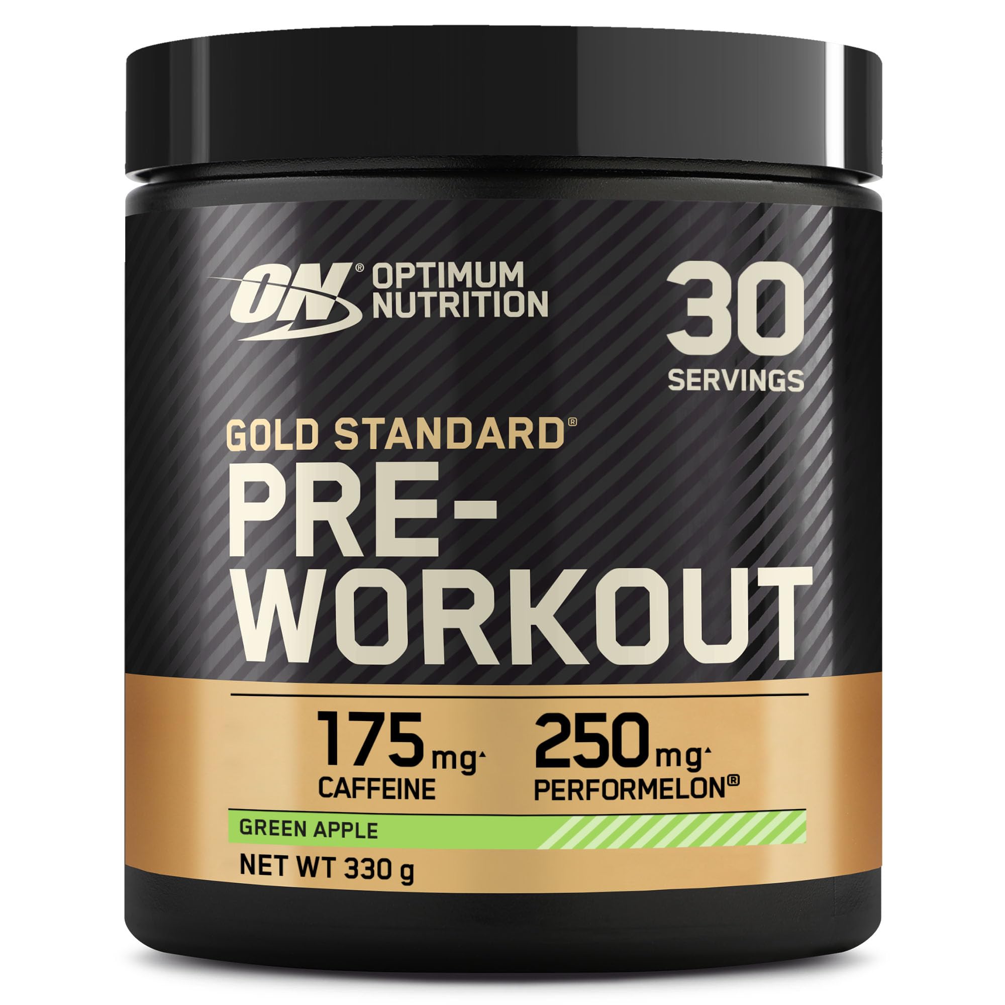 Optimum Nutrition Gold Standard Pre Workout Powder, Energy Drink with Creatine Monohydrate, Beta Alanine, Caffeine and Vitamin B Complex, Nutrition Supplement, Green Apple Flavour, 30 Servings, 330 g