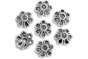 Heather's cf 500 Pieces Silver Tone Tiny Bead Caps Findings (Fit 8mm 10mm Round Beads) for Jewelry Making