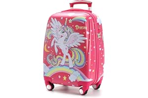 GURHODVO Kids Carry On Luggage Children Rolling Suitcase with 4 Wheels Hardshell Case for Toddler baby Travel (Unicorn)