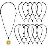 PineHaven 12 Pcs Black 2mm Adjustable Rope Necklace Cord for Men & Women, Vintage Double Knotted Choker with Metal Ring for Pendants,14-26 Inches, Jewelry Making & DIY Crafts,14-26 Inches