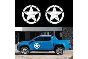 HAIORD Star Car Sticker Car Five-Pointed Star Graphic Hood Door Sticker for Car Off-Road SUV Truck Pickup Body Side Door Trunk Universal Waterproof Vinyl Car Sticker Accessories (2PCS) (White)