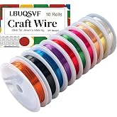 LBUQSVF 10 Rolls 24 Gauge Colored Copper Jewelry Wire - 0.5mm Beading Wire | Non-Tarnish Thin Bendable Craft Wrapping Wire Kit, Soft Metal Jewelry Making Wires for Crafts, Art, Bracelet, Bead, Crafting