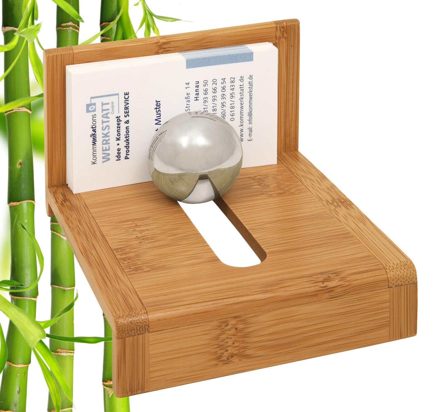Wedo Bamboo Business Card Holder - Brown — image 1