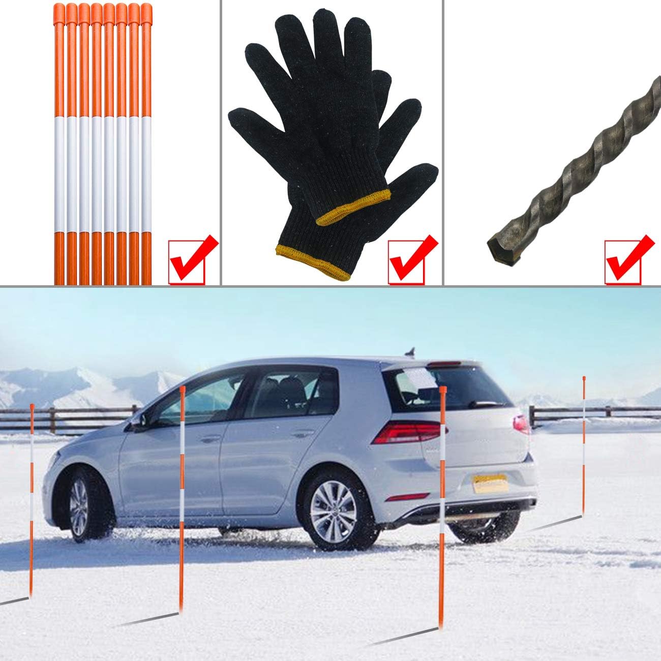 Sunnyglade 100PCS 48 Inch Driveway Marker 5/16 Inch Dia Reflective Driveway Poles Fiberglass Snow Stakes with Reflective Tape for Easy Visibility at Night : Home Audio & Theater