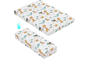 MOONLIGHTFAMILY Foldable Noiseless Pack and Play Mattress, 38x26 Premium Foam Portable Pack n Play Mattresses, Odorless & Steady Playard Mattress fits ONLY Playpens (28.5 * 39.5"), Giraffe