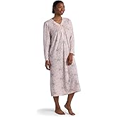 Miss Elaine Women's Long Nightgown, Honeycomb Knit Gown with Long Sleeves, Women's Sleepwear