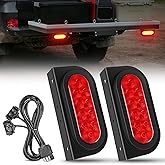 Nilight Hitch Cargo Carrier Oval Light Kit 2PCS 6Inch Red w/Flush Mount Grommet Bracket Harness Waterproof Stop Turn Signal T