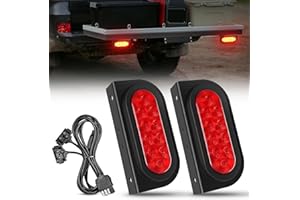Nilight Hitch Cargo Carrier Oval Light Kit 2PCS 6Inch Red w/Flush Mount Grommet Bracket Harness Waterproof Stop Turn Signal T