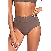 Women V Cut Bikini Bottoms - High Waisted Full Coverage Swimsuits Cross Front Bathing Suit Bottoms 2026