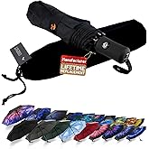SY COMPACT Travel Umbrella - Windproof Automatic Compact Umbrellas for Rain | Small &amp; Portable, UV Sun Protection, 11" Folded Travel Size, Fits in Backpack &amp; Car, for Walking &amp; Commutes, Factory Direct