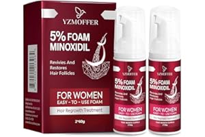 Yzmoffer Women's 5% Minoxidil Foam, Hair Growth Treatment for Women's Thicker and Fuller Hair, 2 Pack of 60g, Red
