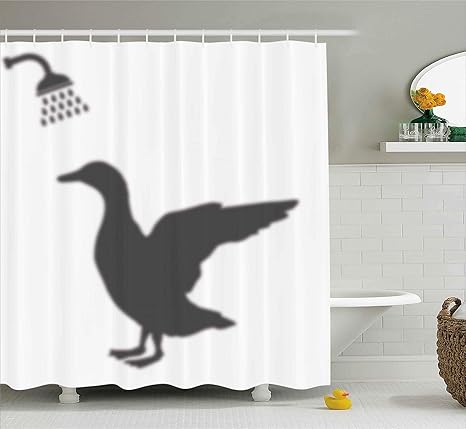 Abakuhaus Funny Shower Curtain Goose Silhouette Taking A Bath