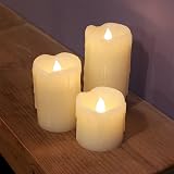 Festive Lights Real Wax LED Pillar Candles Set of 3 Warm White Flicker view 9